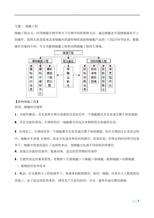 专题二 植物细胞工程知识点