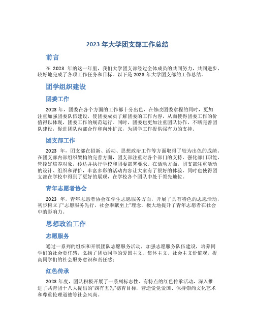 2023年大学团支部工作总结