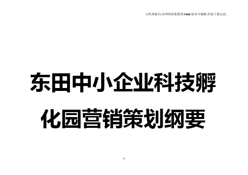 中小企业科技孵化园营销策划纲要