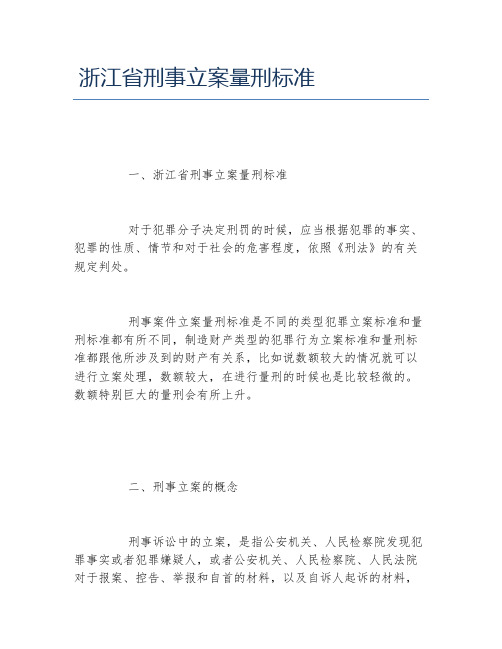 浙江省刑事立案量刑标准