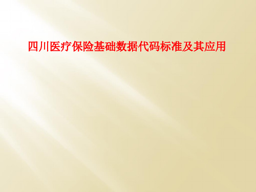 四川医疗保险基础数据代码标准及其应用