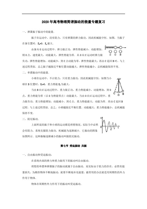 2020年高考物理简谐振动的能量专题复习