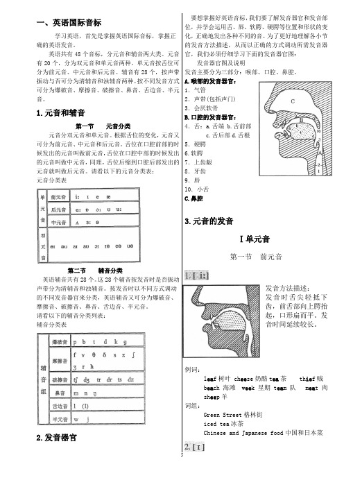 英语国际音标【附发音器官示意图】