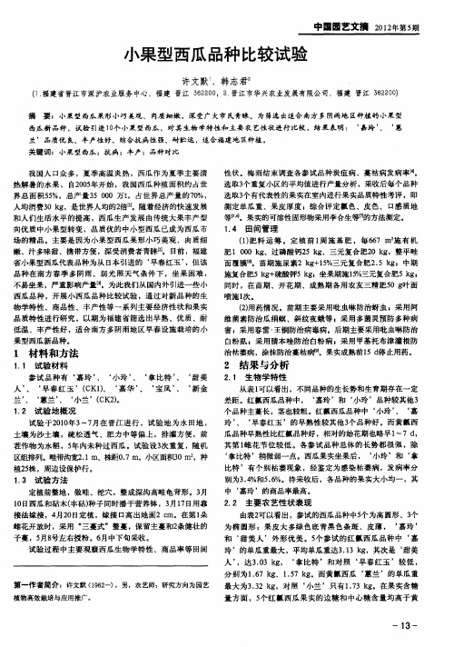 小果型西瓜品种比较试验