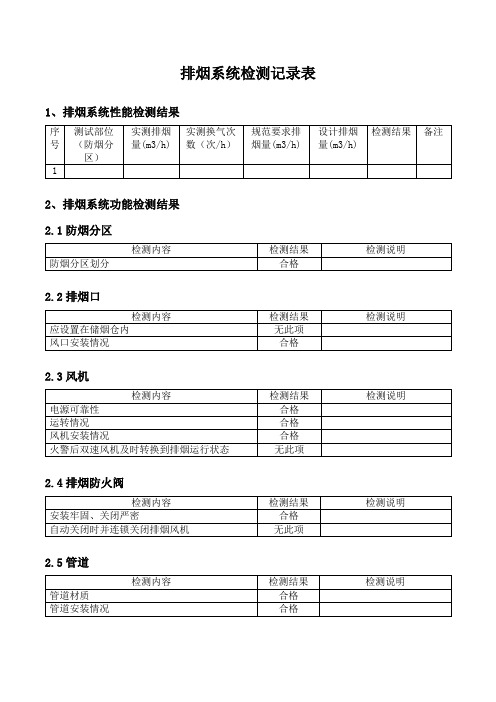 排烟系统检测记录表