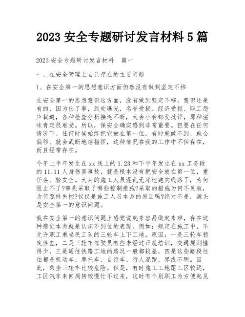 2023安全专题研讨发言材料5篇