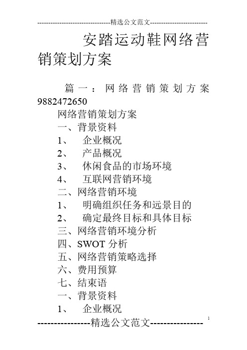 安踏运动鞋网络营销策划方案