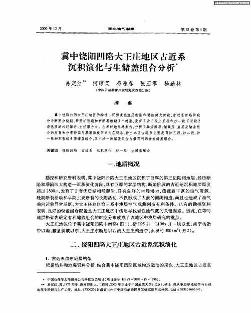 冀中饶阳凹陷大王庄地区古近系沉积演化与生储盖组合分析