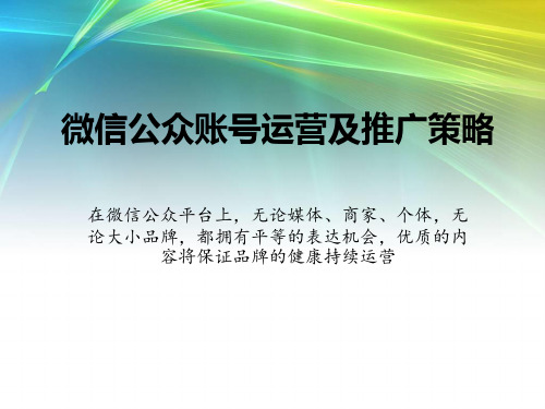 微信公众账号推广策略及运营 ppt模板