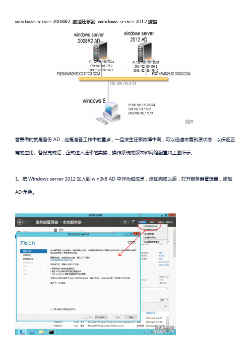 windows server 2008R2 域控迁移到 windows server 2012域控