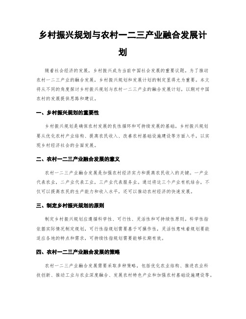 乡村振兴规划与农村一二三产业融合发展计划