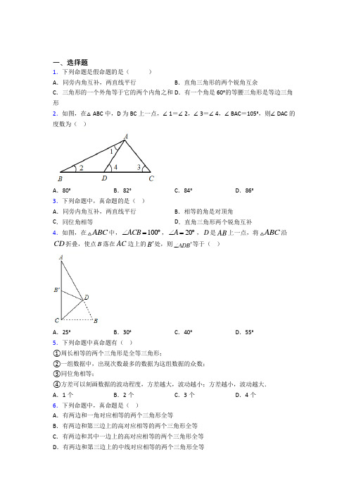 (压轴题)初中数学八年级数学上册第七单元《平行线的证明》测试题(包含答案解析)(4)