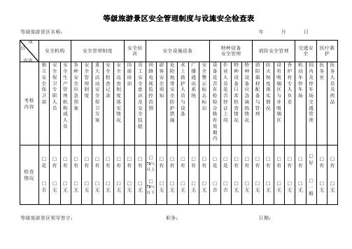 旅游景区设施安全检查表