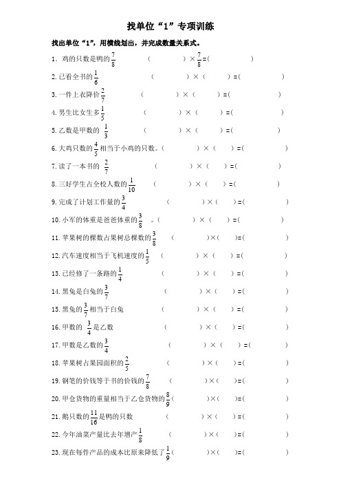 找单位“1”专项训练