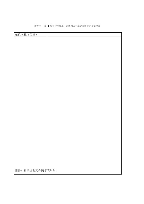 施工业绩简历证明和近三年安全施工记录情况表