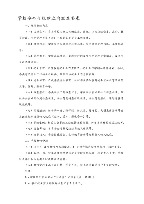 学校安全台账内容及各类表格(很全).讲解学习