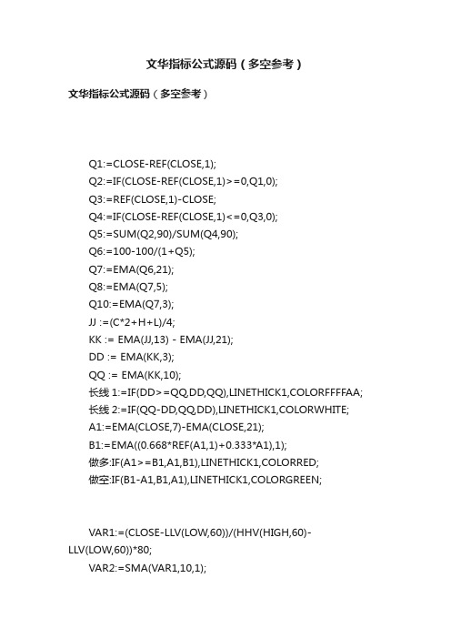 文华指标公式源码（多空参考）