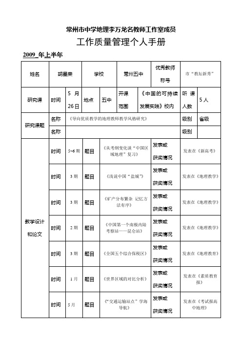 常州市中学地理李万龙名教师工作室成员