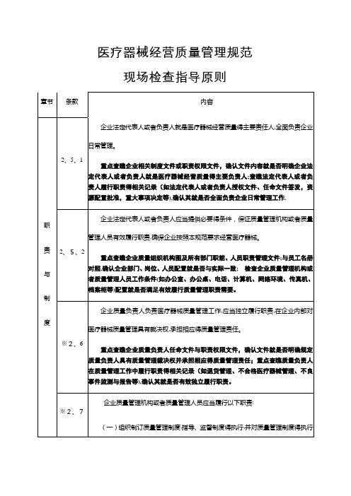 医疗器械经营质量管理规范现场检查指导原则