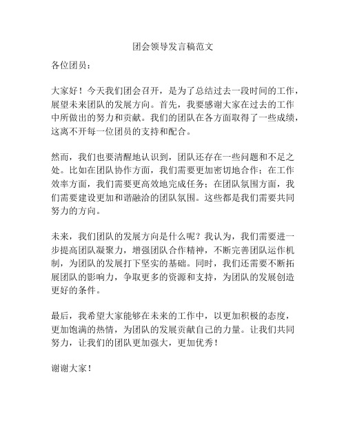 团会领导发言稿范文