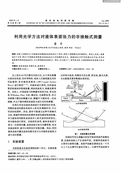 利用光学方法对液体表面张力的非接触式测量