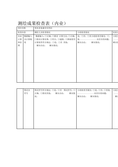 测绘成果检查表