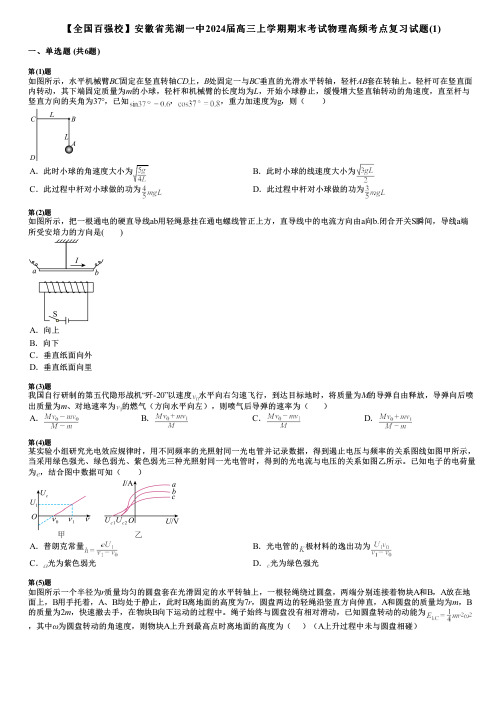 【全国百强校】安徽省芜湖一中2024届高三上学期期末考试物理高频考点复习试题(1)