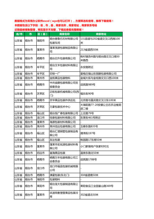 2020新版山东省烟台市包装工商企业公司商家名录名单联系电话号码地址大全656家