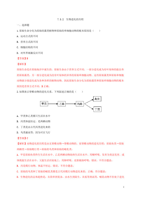 课时7.3.2  生物进化的历程-2019-2020学年2月八年级下册生物同步【自学课时练】(解析版)