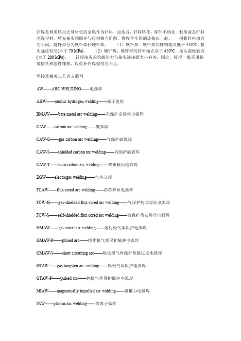 焊接方法代号