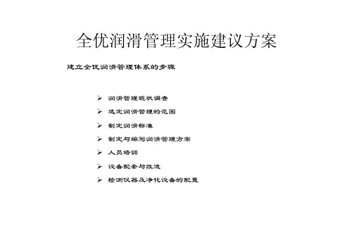 全优润滑管理实施建议