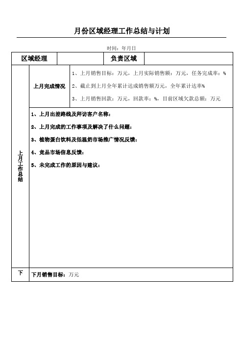 区域经理工作总结与计划