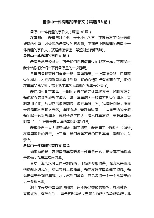 暑假中一件有趣的事作文（精选36篇）