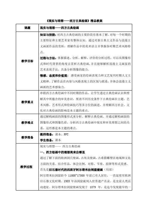 《现实与理想——西方古典绘画》精品教案