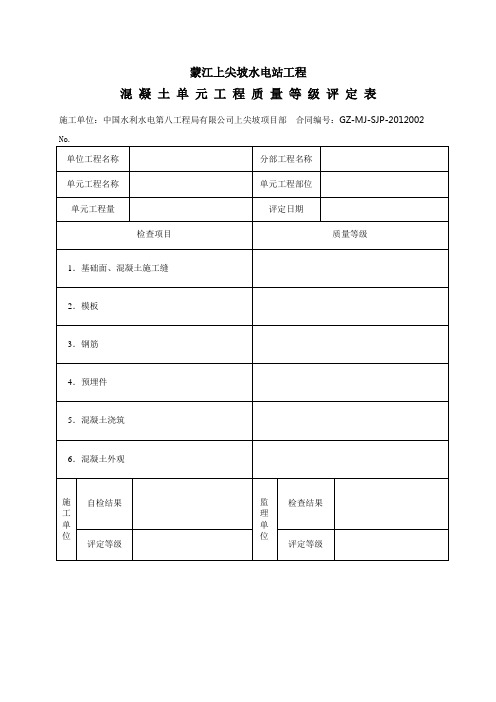 质量验收表格(混凝土、预制构件、骨料、拌和物、衬砌等)(DOC)