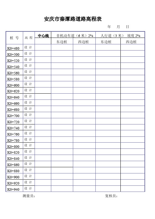 道路工程高程记录