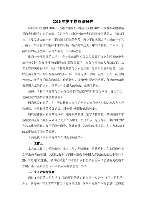 2016年度工作总结报告