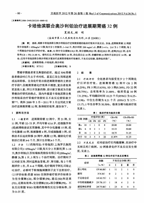 卡培他滨联合奥沙利铂治疗进展期胃癌32例