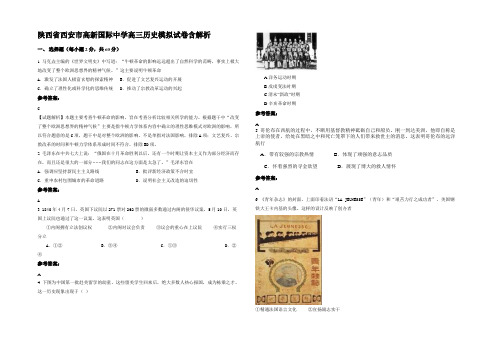 陕西省西安市高新国际中学高三历史模拟试卷含解析