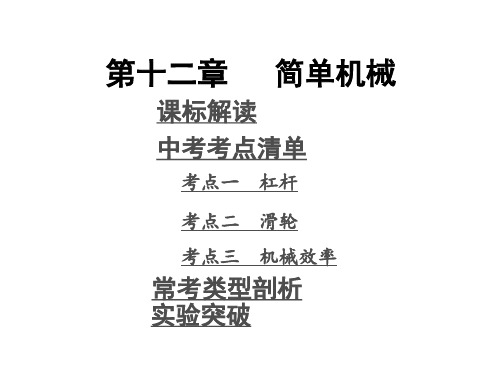 【中考考点清单】2014年中考物理总复习课件：第一部分 教材知识梳理 第十二章 简单机械(含13年中考试题)