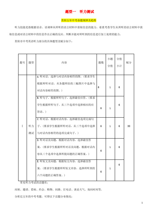 贵阳中考英语复习第3部分中考题型攻略篇题型1听力测试精讲检测