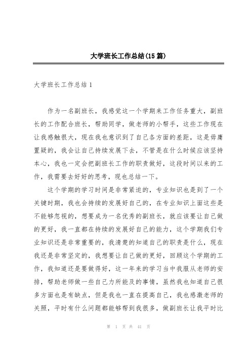 大学班长工作总结(15篇)