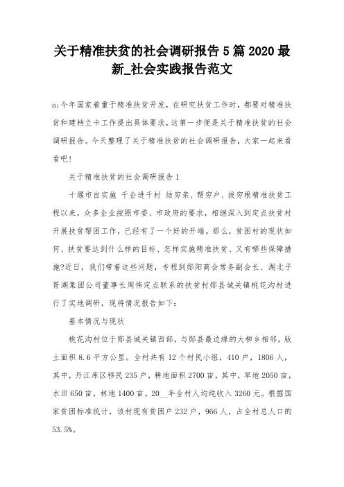 关于精准扶贫的社会调研报告5篇2020最新_社会实践报告范文