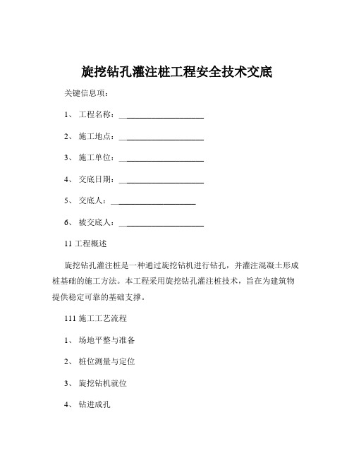 旋挖钻孔灌注桩工程安全技术交底