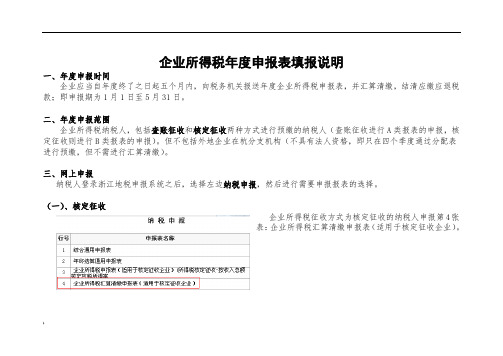 企业所得税年报表填报说明