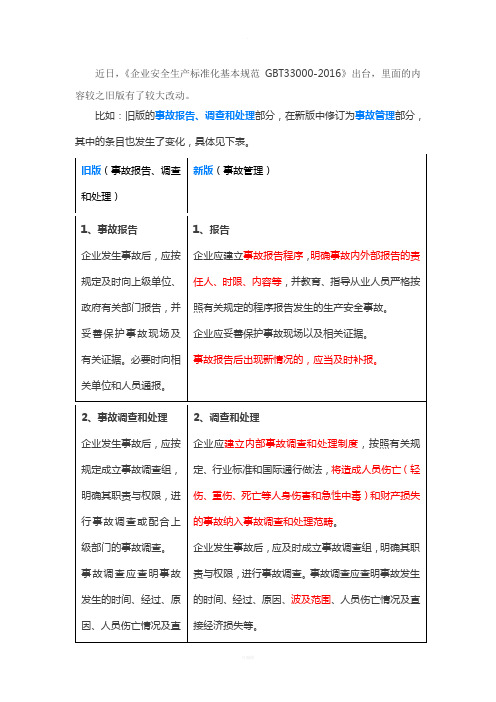 事故报告、调查和处理部分差别