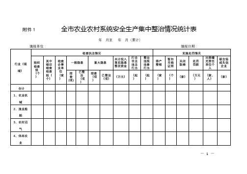 全市农业农村系统安全生产集中整治情况统计表【模板】