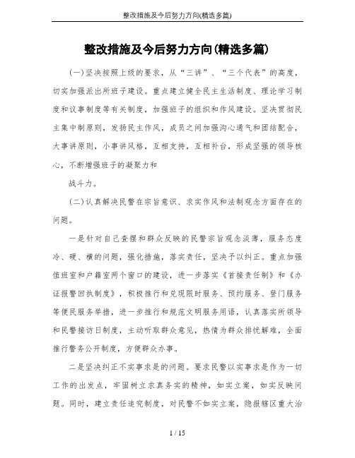 整改措施及今后努力方向(精选多篇)