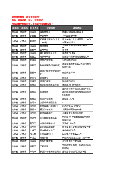 新版吉林省吉林市玻璃企业公司商家户名录单联系方式地址大全161家