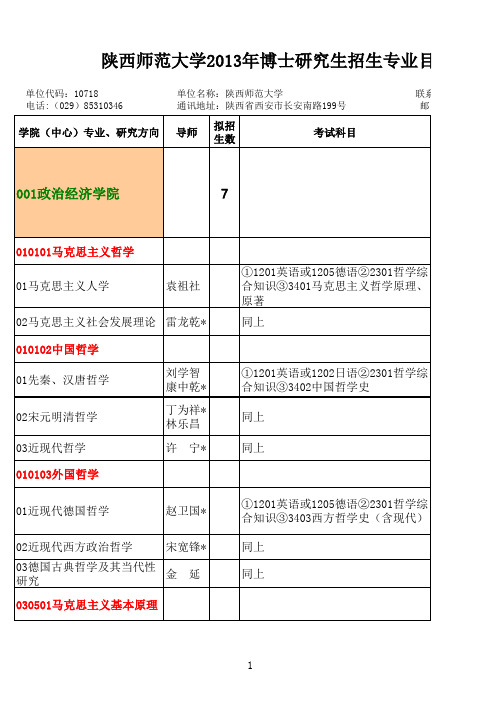 陕西师范大学博士招生简章